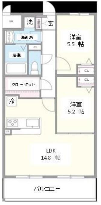 カーサ フェリース(2LDK/3階)の間取り写真