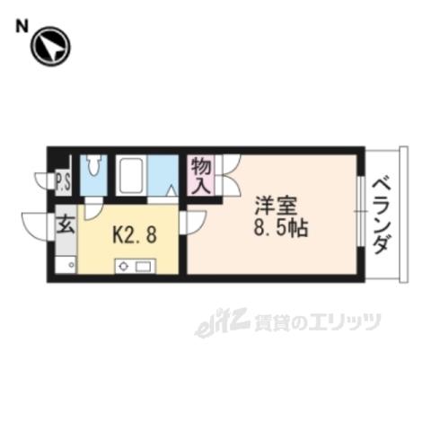 グラフィーネ瀬田川(1K/5階)の間取り写真