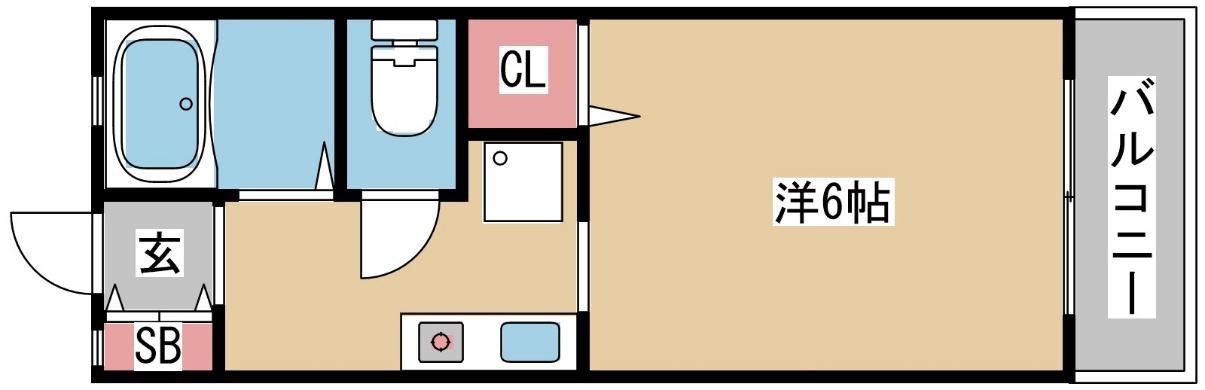 ルシェール房王寺(1K/2階)の間取り写真