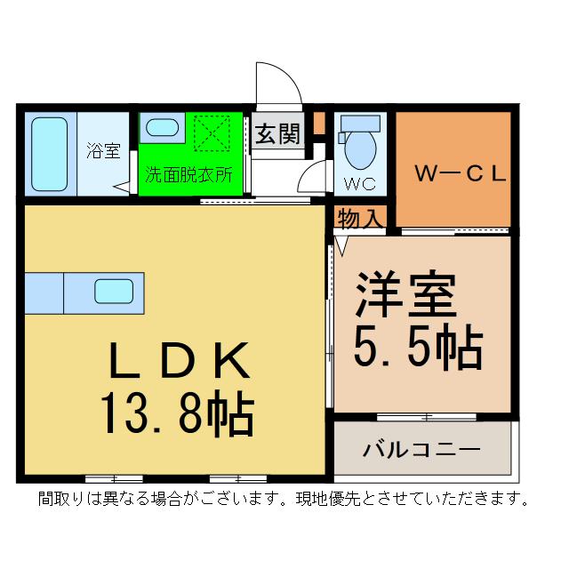 シャーメゾンさくら(1LDK/1階)の間取り写真