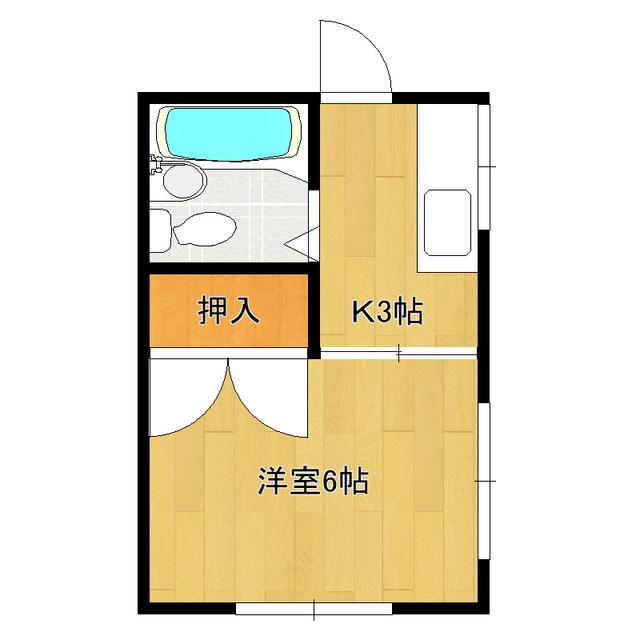 JR常磐線 龍ケ崎市駅 徒歩3分 2階建 築41年(1K/2階)の間取り写真