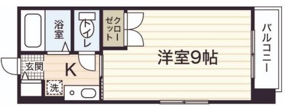 白島森野ビル(1K/4階)の間取り写真