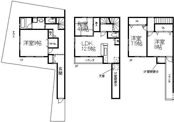 カッシーヤ西院(4LDK/1階)の間取り写真