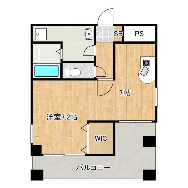 アビタシオン島之内(1DK/7階)の間取り写真
