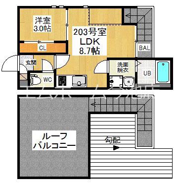 GRANDTIC ETINCELLE(1LDK/2階)の間取り写真