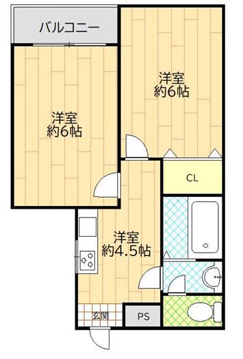 クォーク新森(2DK/2階)の間取り写真