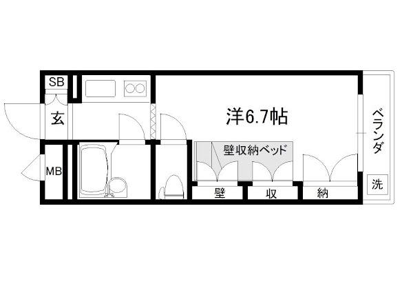 セレーネ田辺IV(1K/4階)の間取り写真