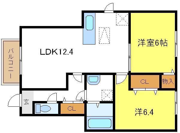 ティアラコート(2LDK/1階)の間取り写真