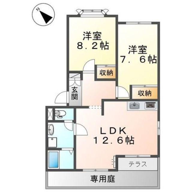 フォートヴィラII(2LDK/1階)の間取り写真