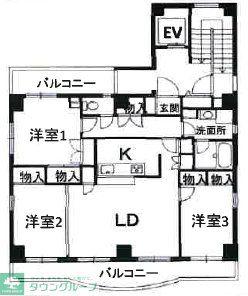 ティンクマンション(3LDK/5階)の間取り写真