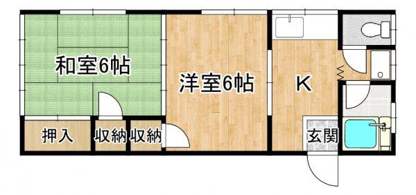 JR信越本線 宮内駅(新潟) 徒歩68分 2階建 築42年(2K/2階)の間取り写真