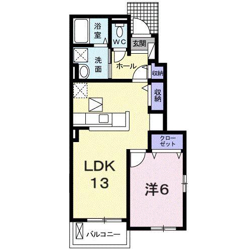 プランセスII(1LDK/1階)の間取り写真