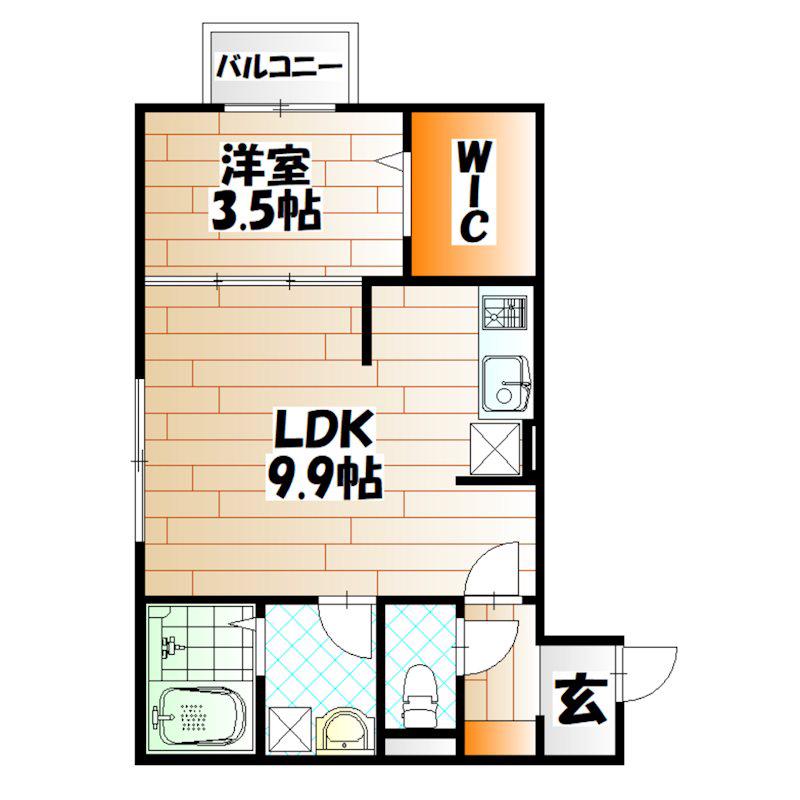 DROOM熊本(1LDK/1階)の間取り写真