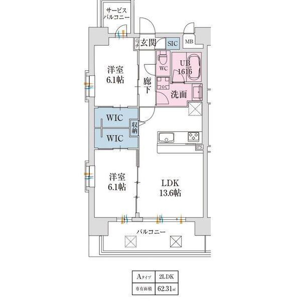 スプランディッド難波VII(2LDK/11階)の間取り写真