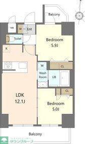 S-RESIDENCE高岳ARDENT(2LDK/12階)の間取り写真