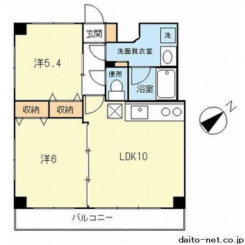 サンフォニー梶ヶ谷(2LDK/4階)の間取り写真