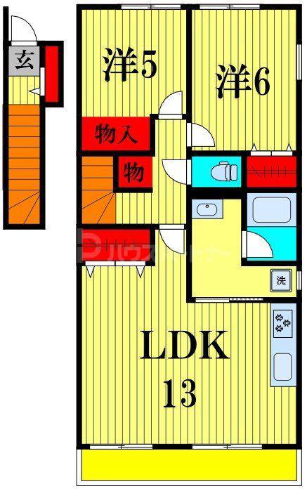 ルミナスコート馬橋(2LDK/2階)の間取り写真