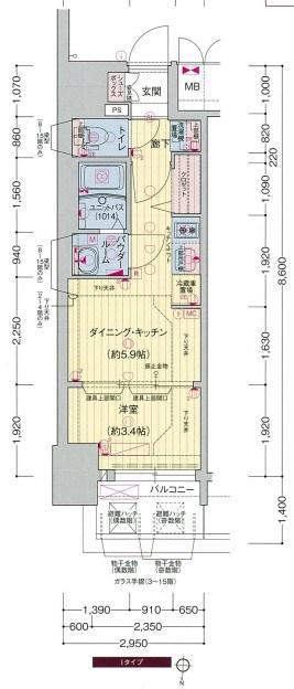 プレサンスジェネ新栄町駅前 葵(1DK/4階)の間取り写真