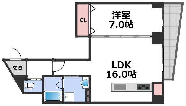 プレミアム長瀬(1LDK/5階)の間取り写真