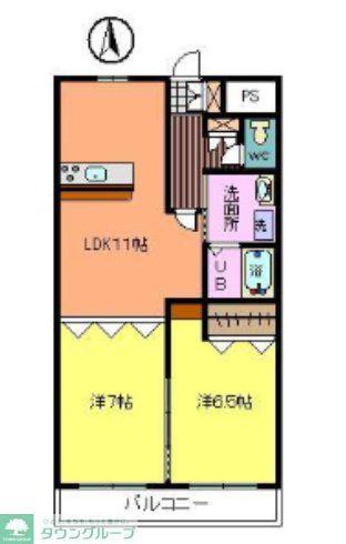 グリーンパークタニグチ(2LDK/1階)の間取り写真