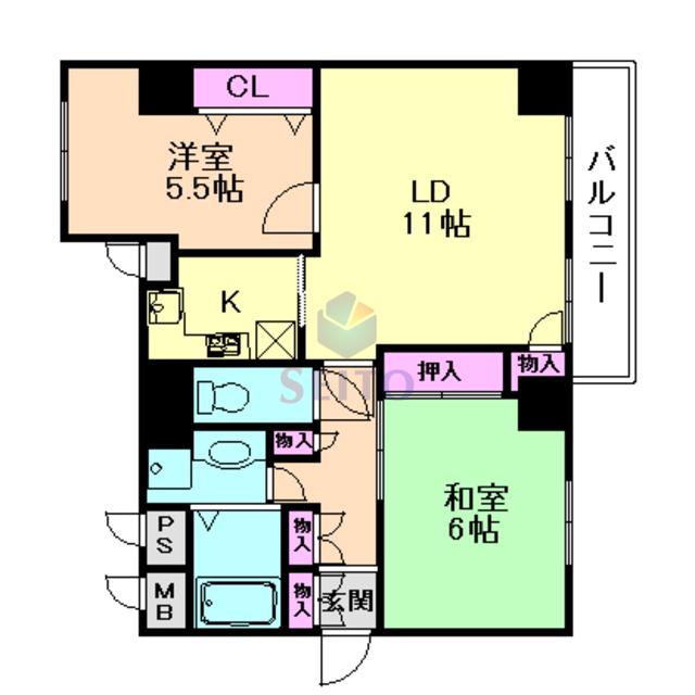 アクア豊中(2LDK/1階)の間取り写真