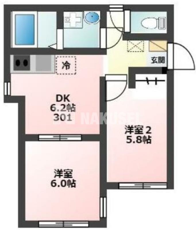 GLANZ碑文谷(2DK/1階)の間取り写真