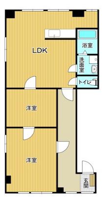サンライズ通東町(2LDK/5階)の間取り写真