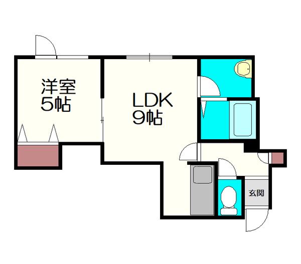 プルメリア若葉(1LDK/2階)の間取り写真