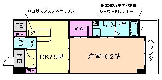 メルヴェイユJR野田駅前(1DK/5階)の間取り写真
