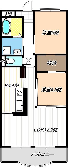 アーバンハイツ(2LDK/3階)の間取り写真