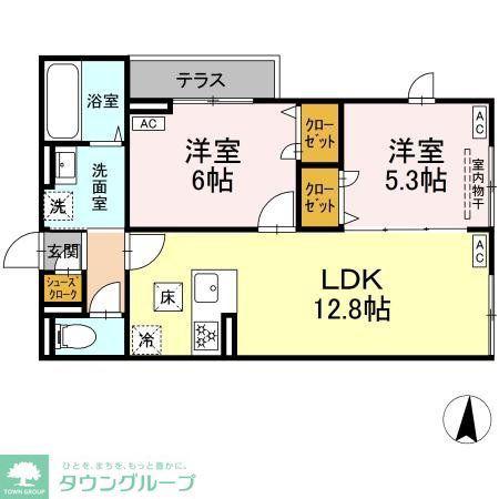 セレスティア柴又V(2LDK/2階)の間取り写真