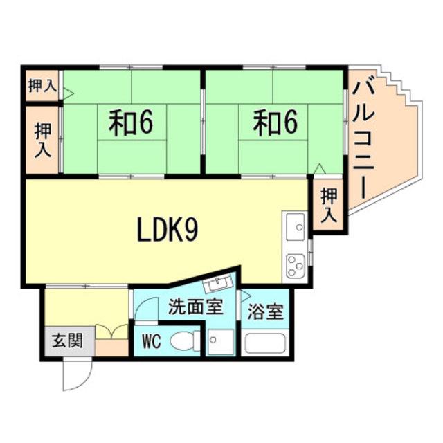 ツェルブ福弥(2LDK/3階)の間取り写真