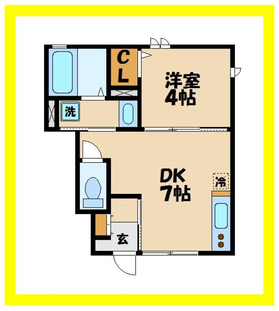 オランジュリー(1DK/1階)の間取り写真