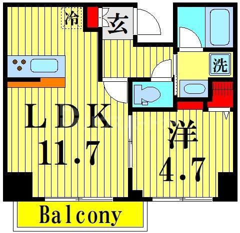 YUNO ART KAMEIDO(1LDK/1階)の間取り写真