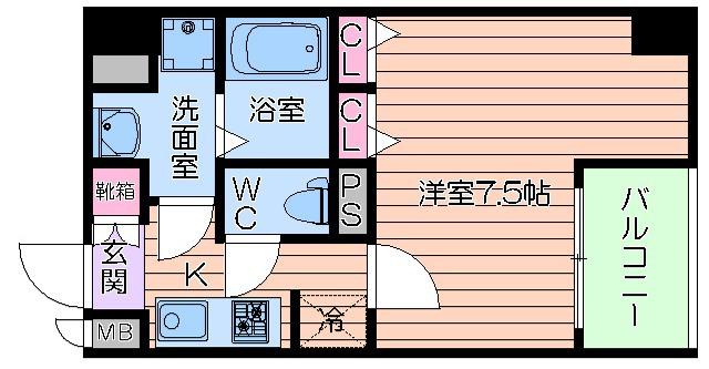 レジディア江戸堀(1K/9階)の間取り写真