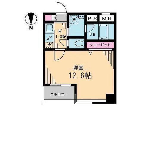 ブルソール信濃町(1K/2階)の間取り写真