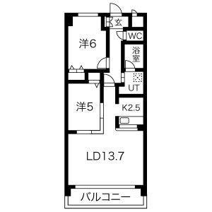 メープルコート(2LDK/3階)の間取り写真