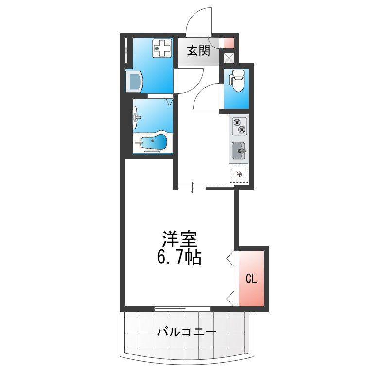 LUXE田辺(1K/9階)の間取り写真