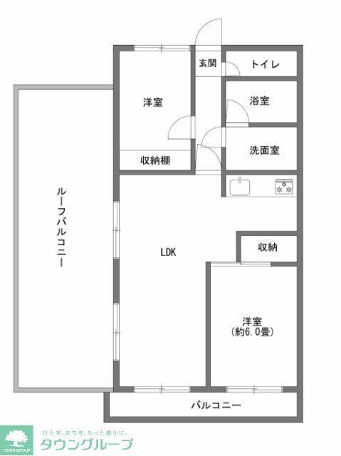ガーデンヒルズ本庄(2LDK/6階)の間取り写真