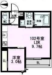 グランティックフローラ(1LDK/1階)の間取り写真
