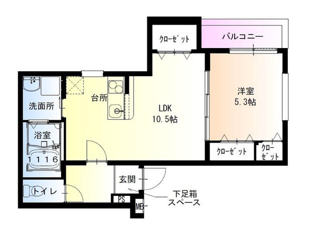 フジパレス百舌鳥八幡V番館(1LDK/1階)の間取り写真
