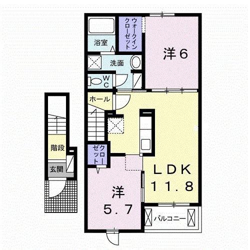 アルドール アサヒ II(2LDK/2階)の間取り写真