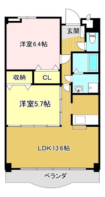 フェニックス(2LDK/8階)の間取り写真