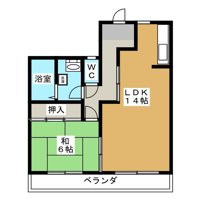 カーサ西脇(1LDK/3階)の間取り写真