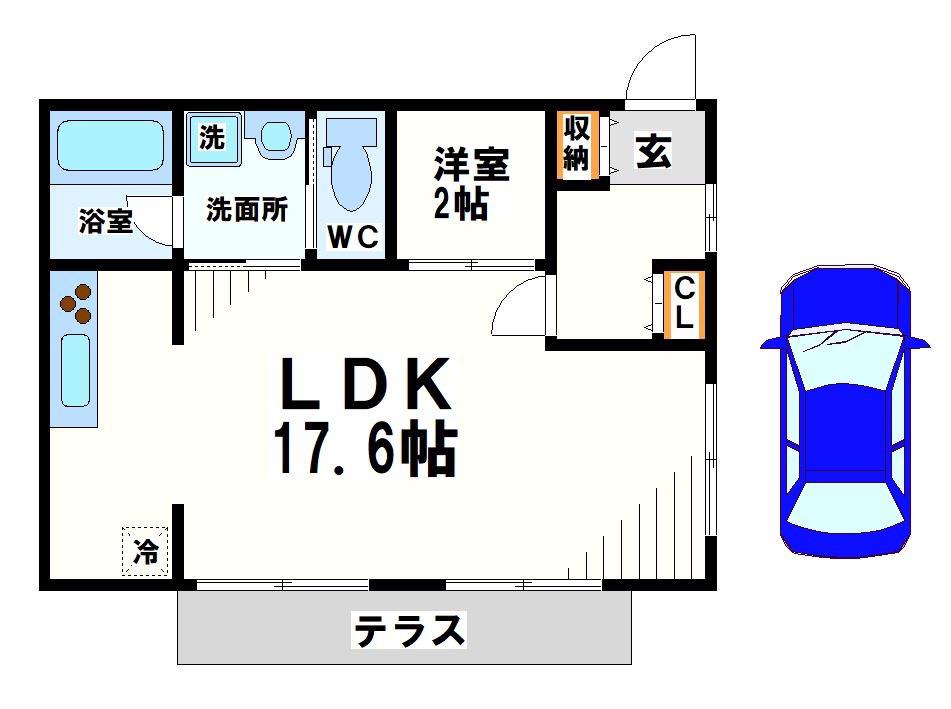 BIG TREE ハウス(1K/1階)の間取り写真