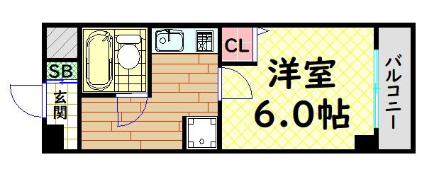 メロディーハイム夕陽丘(1K/5階)の間取り写真