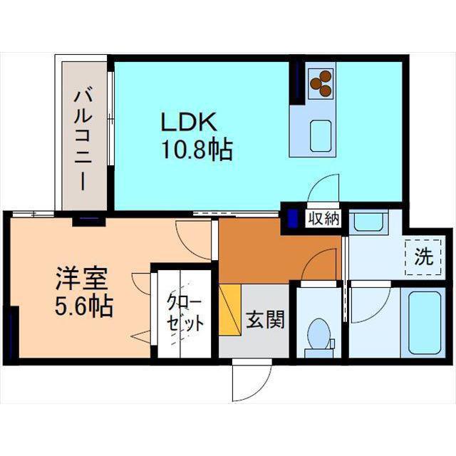 オーレア カナザワ(1LDK/2階)の間取り写真