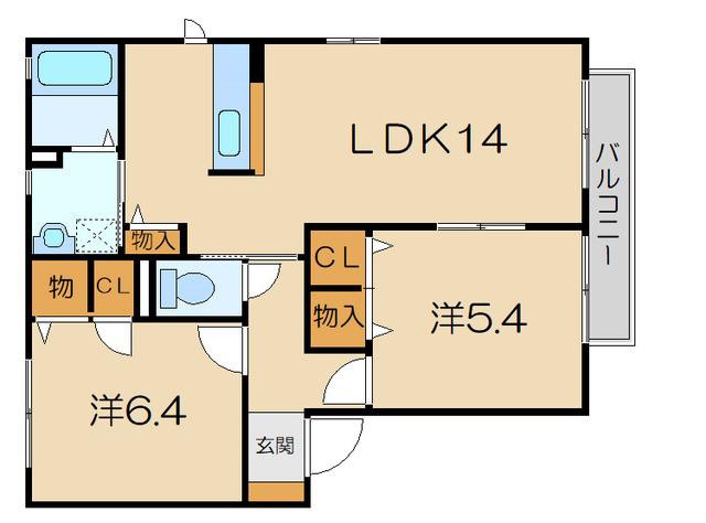 BIWA Aタイプ(2LDK/2階)の間取り写真