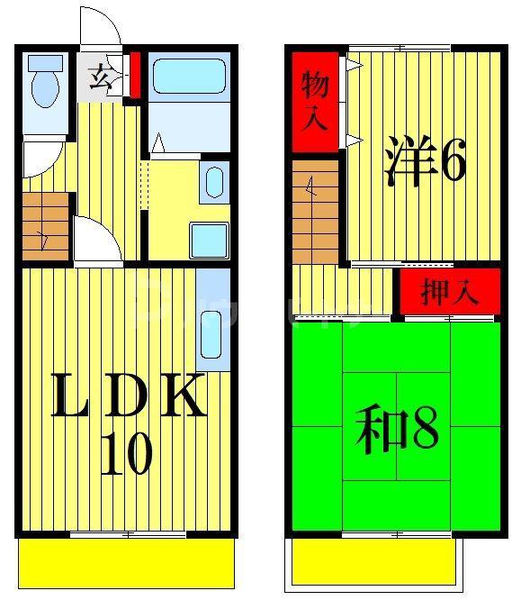 ドミール北国分(2LDK/2階)の間取り写真
