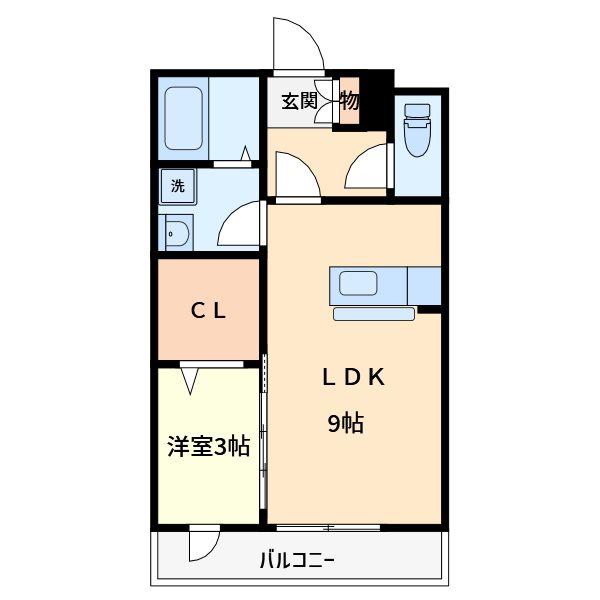 トレビナ中浦和(1LDK/3階)の間取り写真